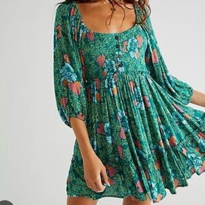 Free People Summer Picnic Printed Mini Dress Size S